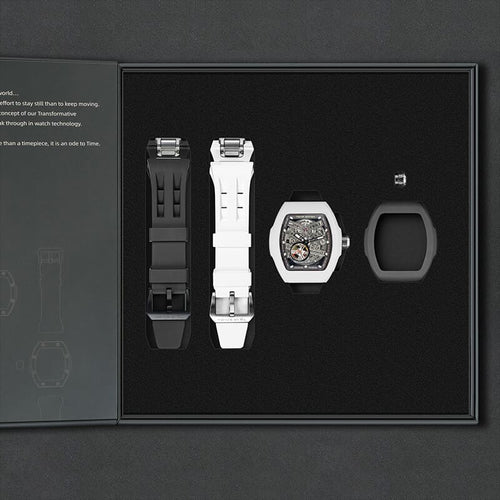 Atomic-Interchangeable Automatic (2-in-1)（IT） - Black / Black Fluororubber+White Fluororubber Tsarbomba Watch