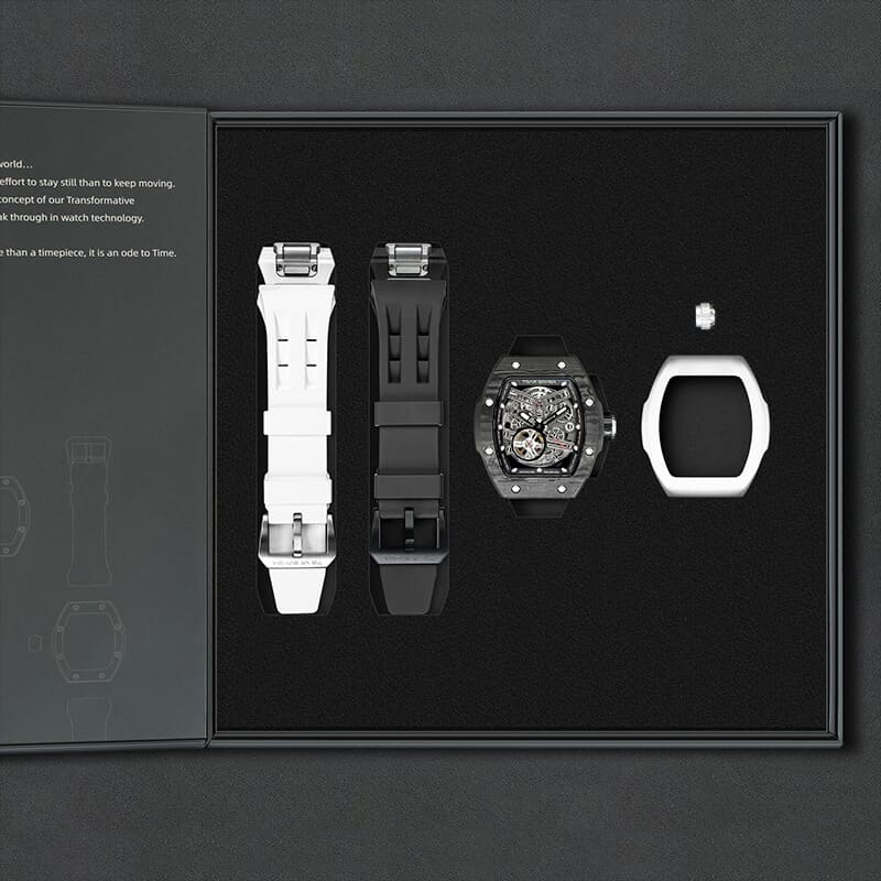 Atomic-Interchangeable Automatic (2-in-1)（IT） - Black / Black Carbon Fiber+White Fluororubber Tsarbomba Watch