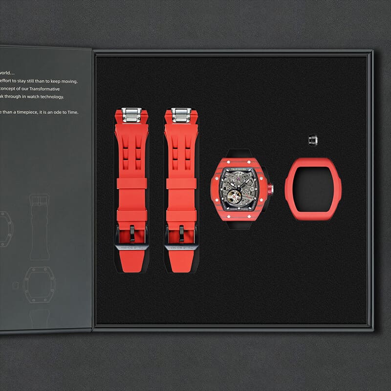 Atomic-Interchangeable Automatic (2-in-1)（IT） - Black / Red Carbon Fiber+Red Fluororubber Tsarbomba Watch