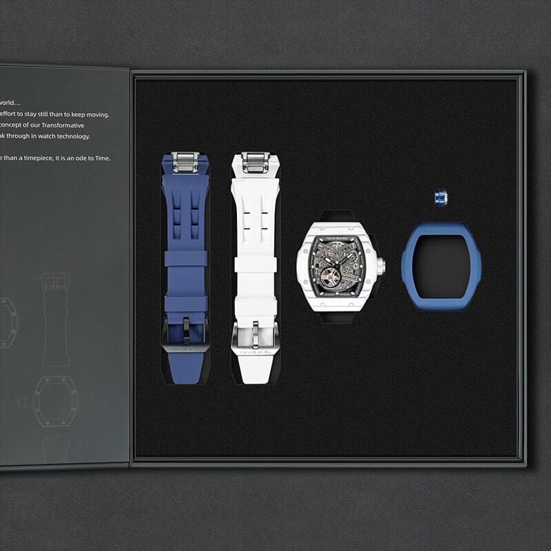 Atomic-Interchangeable Automatic (2-in-1)（IT） - Black / White Carbon Fiber+Dark Blue Fluororubber Tsarbomba Watch