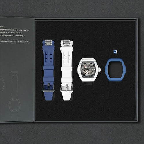 Atomic-Interchangeable Automatic (2-in-1)（IT） - Black / White Carbon Fiber+Dark Blue Fluororubber Tsarbomba Watch