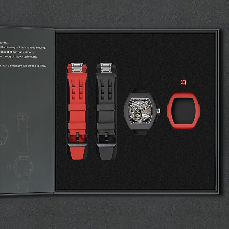 Atomic-Interchangeable Automatic (2-in-1)（IT） - Silver Black / Black Fluororubber+Red Fluororubber Tsarbomba Watch