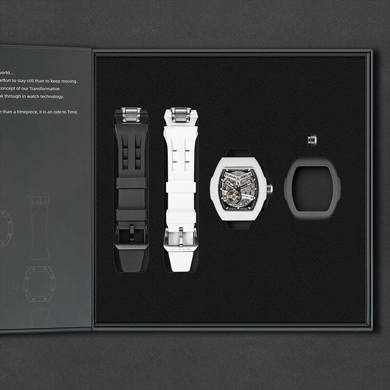 Atomic-Interchangeable Automatic (2-in-1)（IT） - Silver Black / Black Fluororubber+White Fluororubber Tsarbomba Watch
