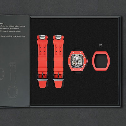 Atomic-Interchangeable Automatic (2-in-1)（IT） - Silver Black / Red Carbon Fiber+Red Fluororubber Tsarbomba Watch