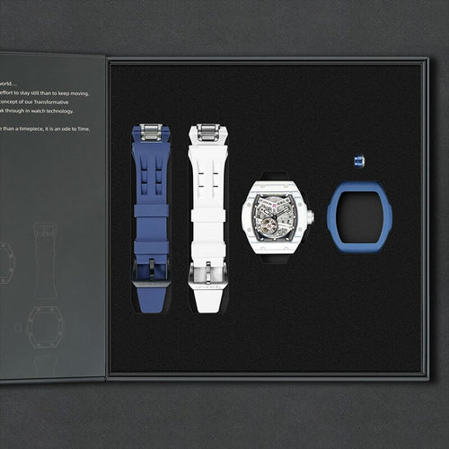 Atomic-Interchangeable Automatic (2-in-1)（IT） - Silver Black / White Carbon Fiber+Dark Blue Fluororubber Tsarbomba Watch