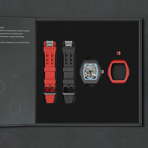 Atomic-Interchangeable Automatic (2-in-1)（IT） - Silver Blue / Black Fluororubber+Red Fluororubber Tsarbomba Watch