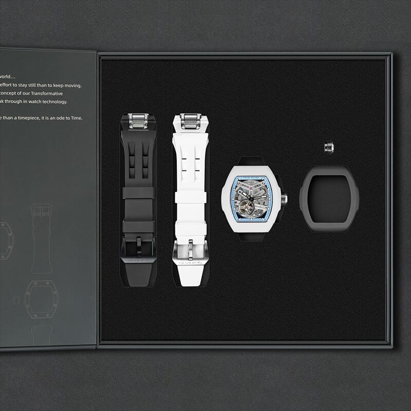 Atomic-Interchangeable Automatic (2-in-1)（IT） - Silver Blue / Black Fluororubber+White Fluororubber Tsarbomba Watch