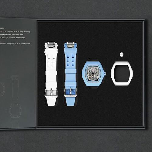 Atomic-Interchangeable Automatic (2-in-1)（IT） - Silver Blue / Light Blue Fluororubber+White Fluororubber Tsarbomba Watch