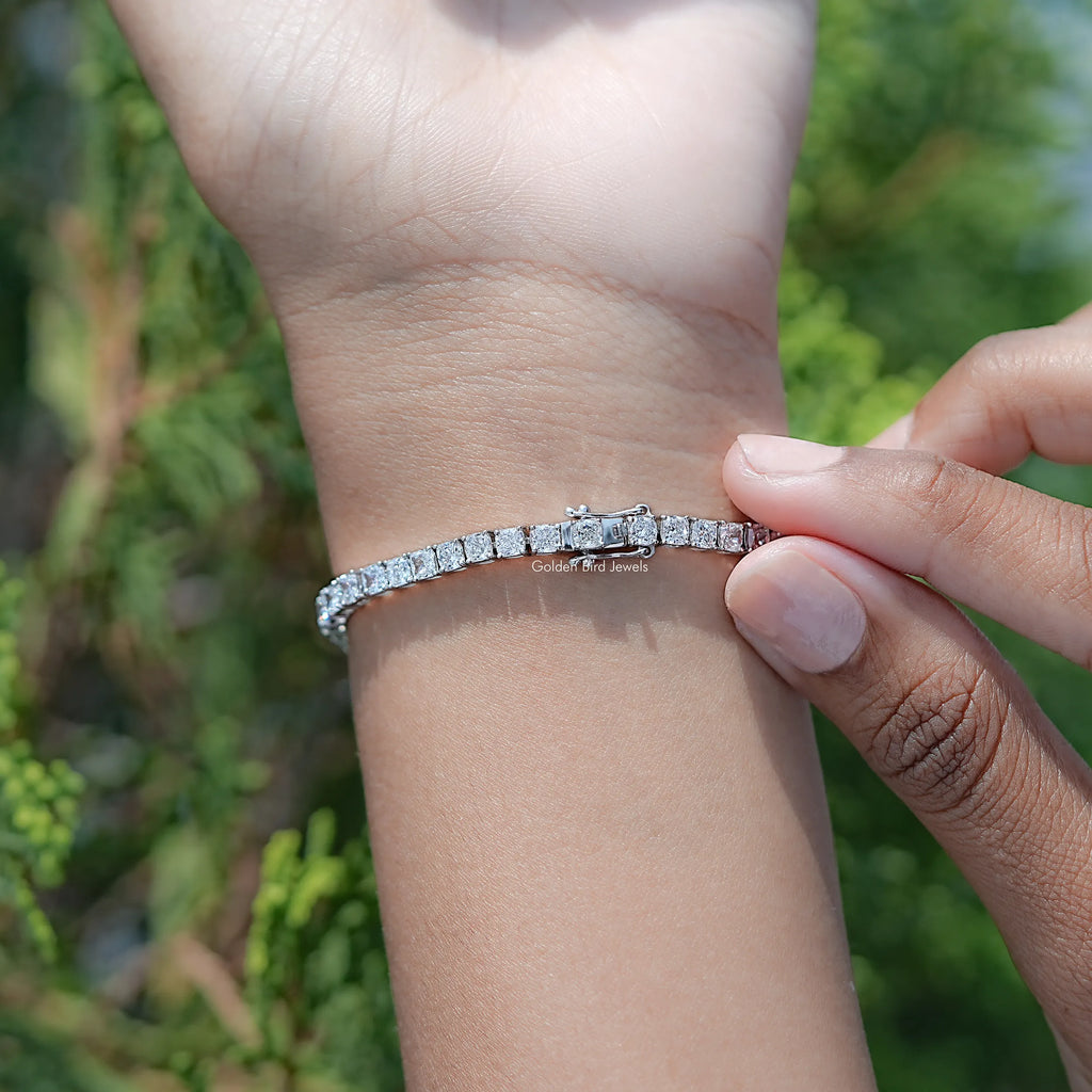 Cushion Cut Lab Grown Diamond Tennis Bracelet