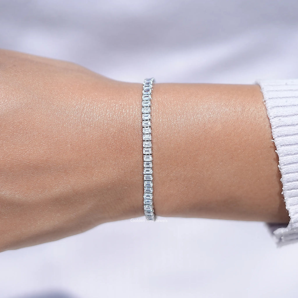 Emerald Cut Lab Diamond Tennis Bracelet