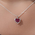 Red Ruby Heart Cut Gemstone Solitaire Necklace