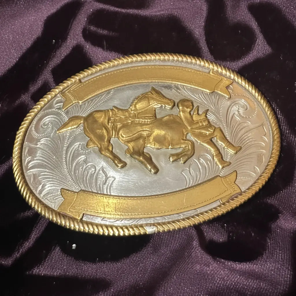 Cowboy style country, custom belt, buckle, made of fine silver and gold plate ￼ Great Shopping 4You