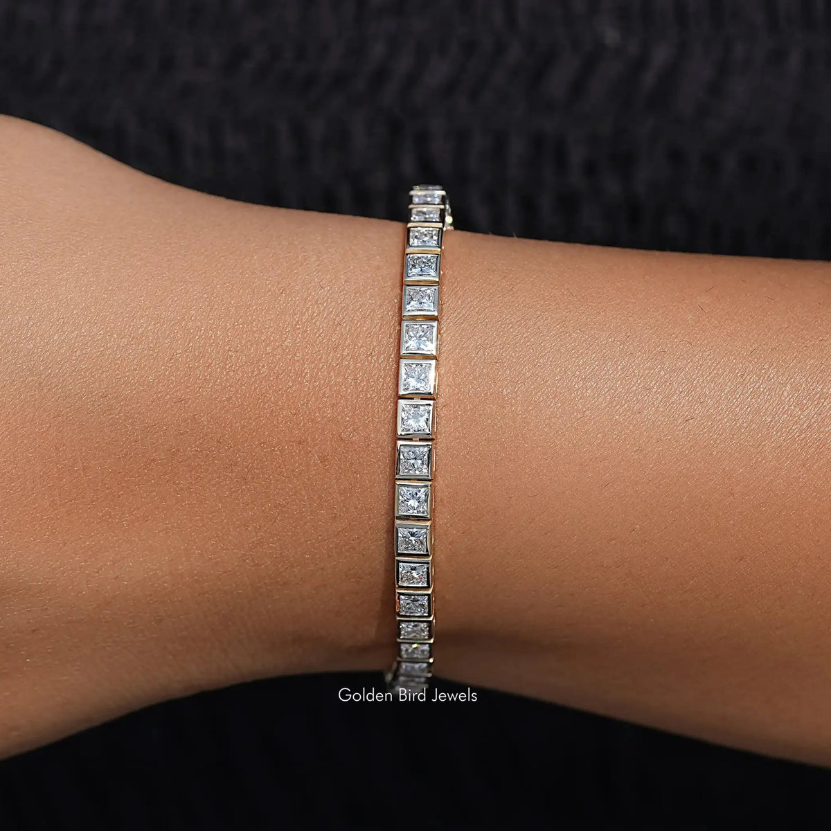 Lab Diamond Princess Cut Tennis Bracelet