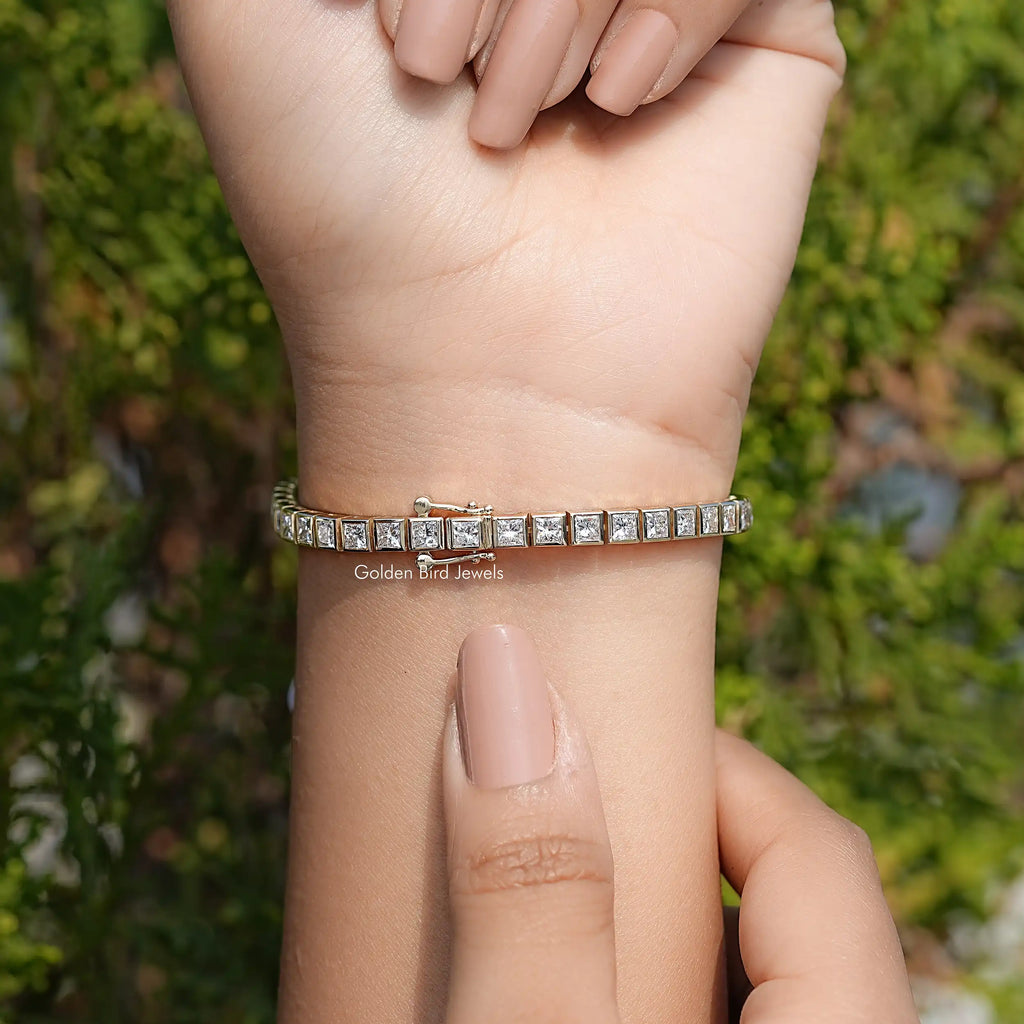 Lab Diamond Princess Cut Tennis Bracelet