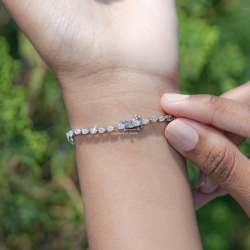 Pear Cut Lab Grown Diamond Tennis Bracelet