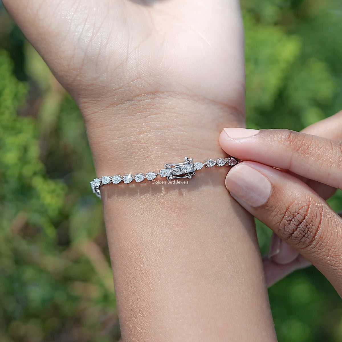 Pear Cut Lab Grown Diamond Tennis Bracelet