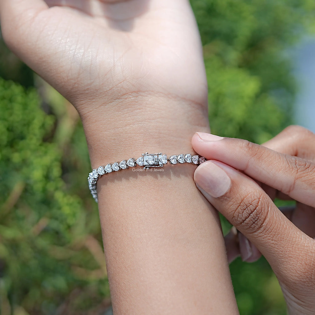 Heart Shaped Lab Diamond Tennis Bracelet