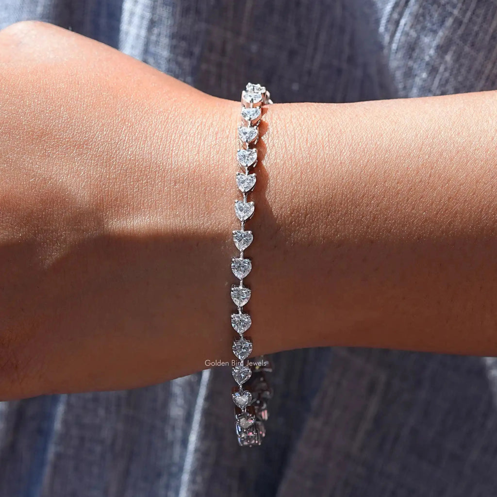 Moissanite Heart Shape Tennis Bracelet
