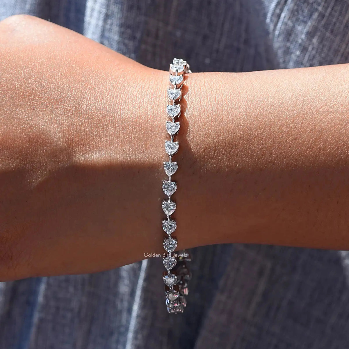 Moissanite Heart Shape Tennis Bracelet