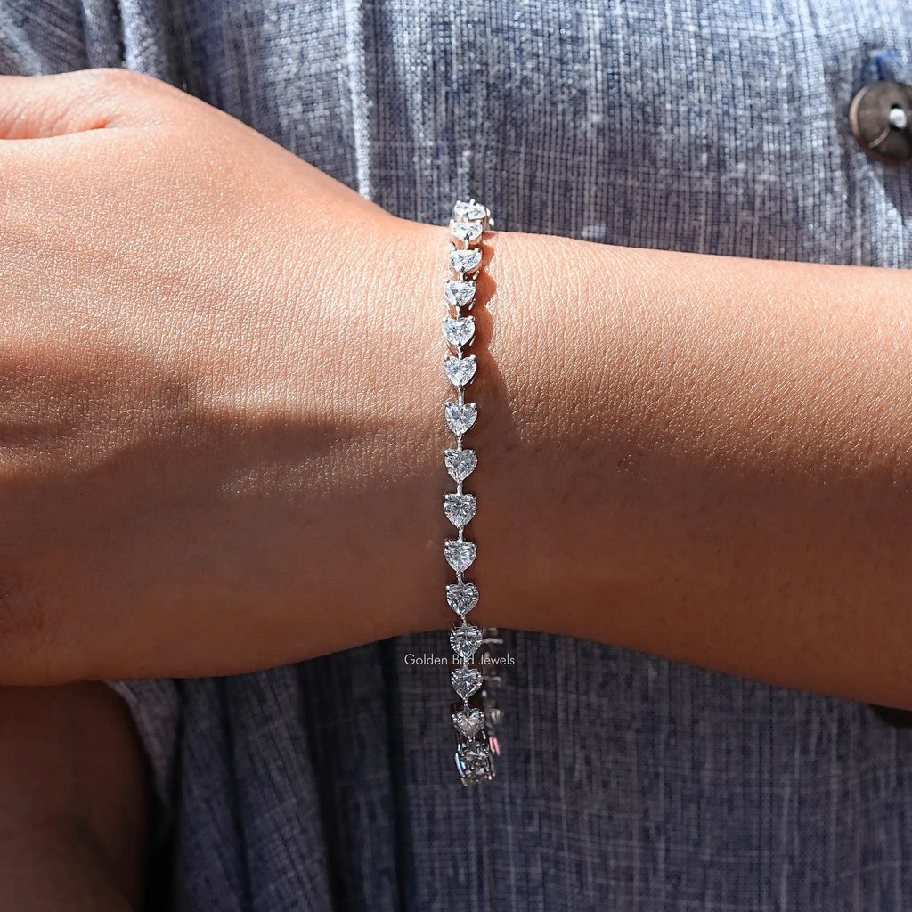 Moissanite Heart Shape Tennis Bracelet