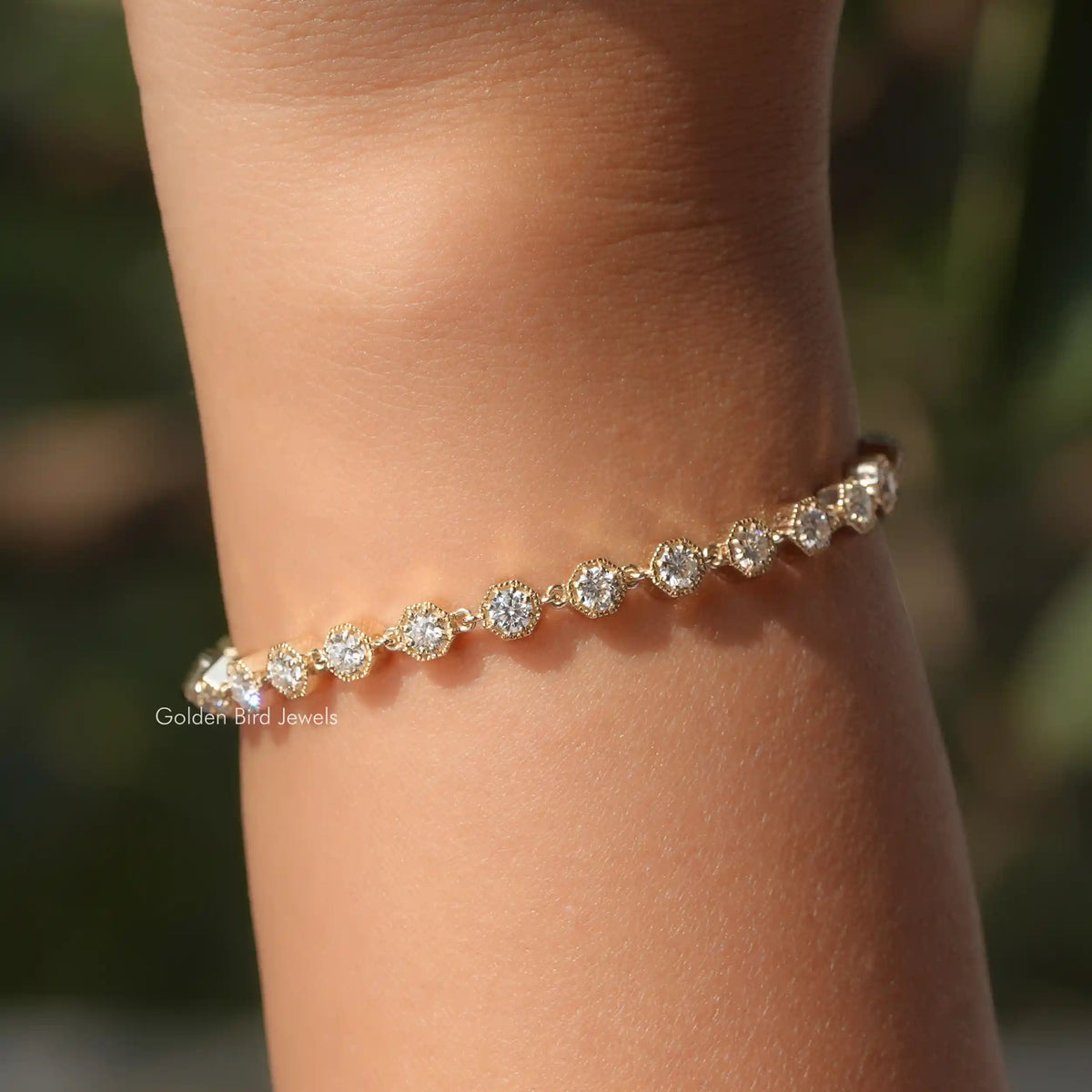 Round Cut Moissanite Gold Tennis Bracelet