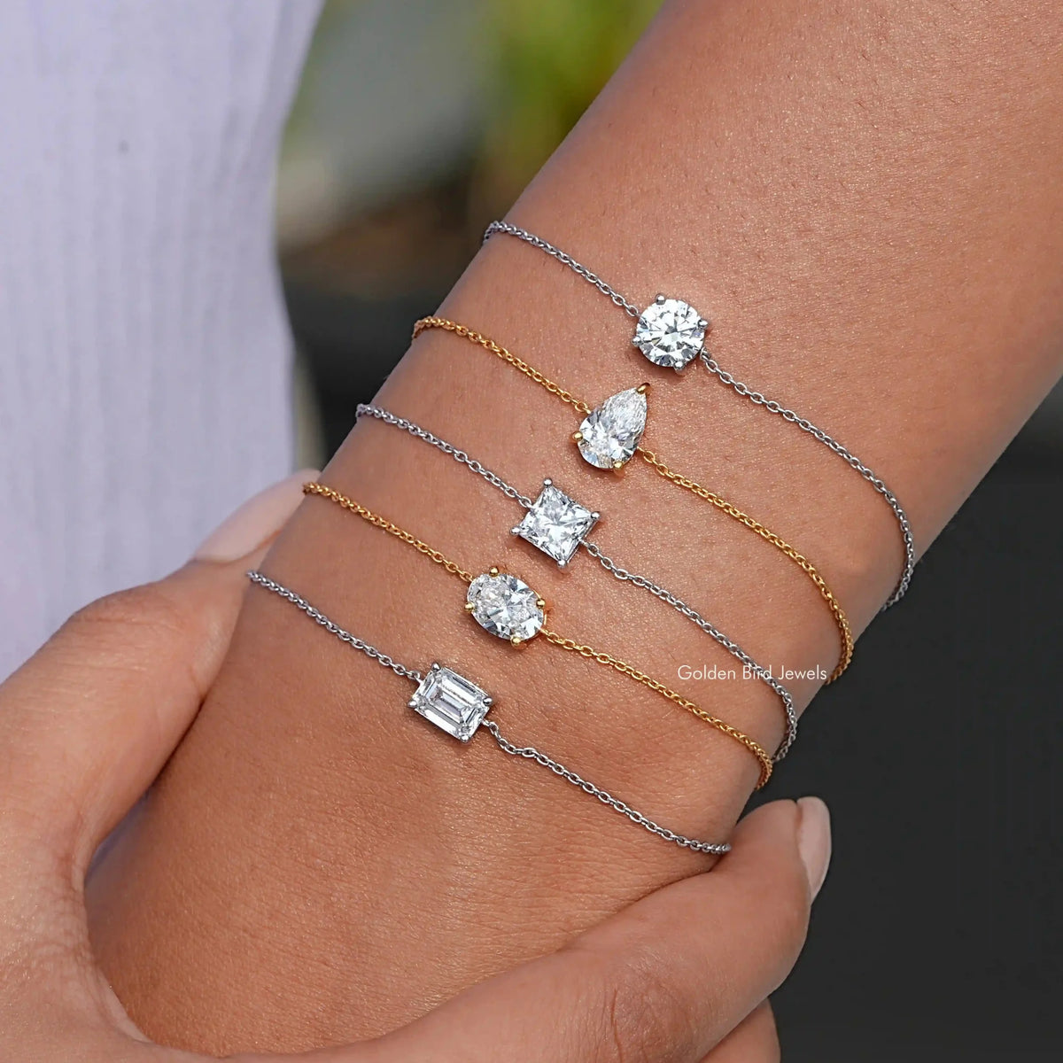 Multi Shape Diamond Solitaire Chain Bracelet