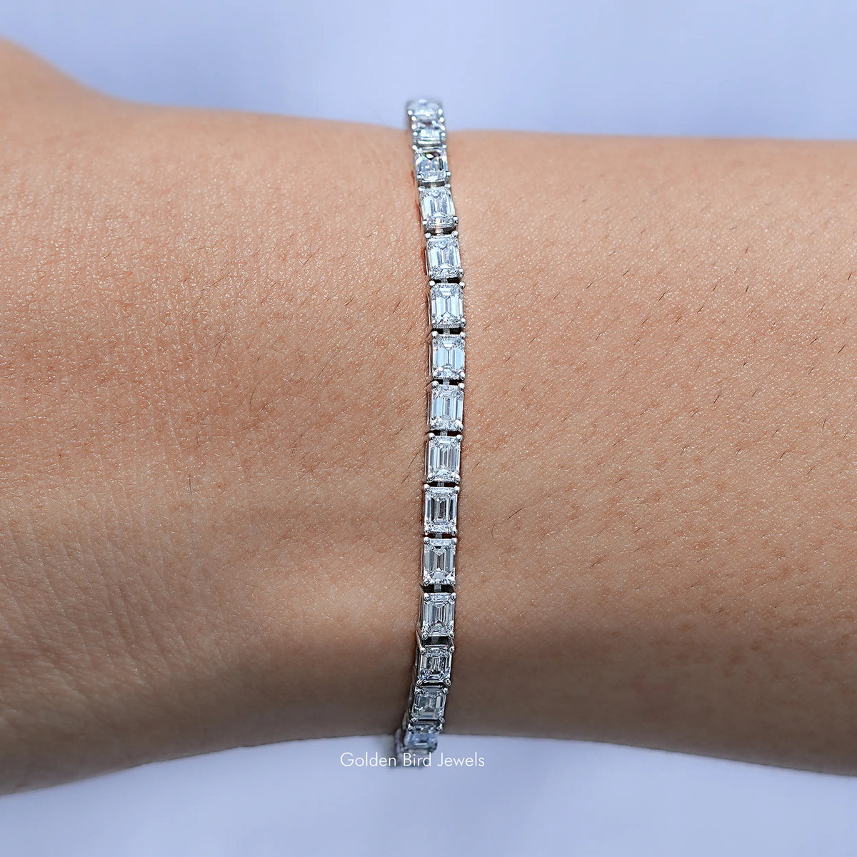 Emerald Cut Lab Grown Diamond Tennis Bracelet