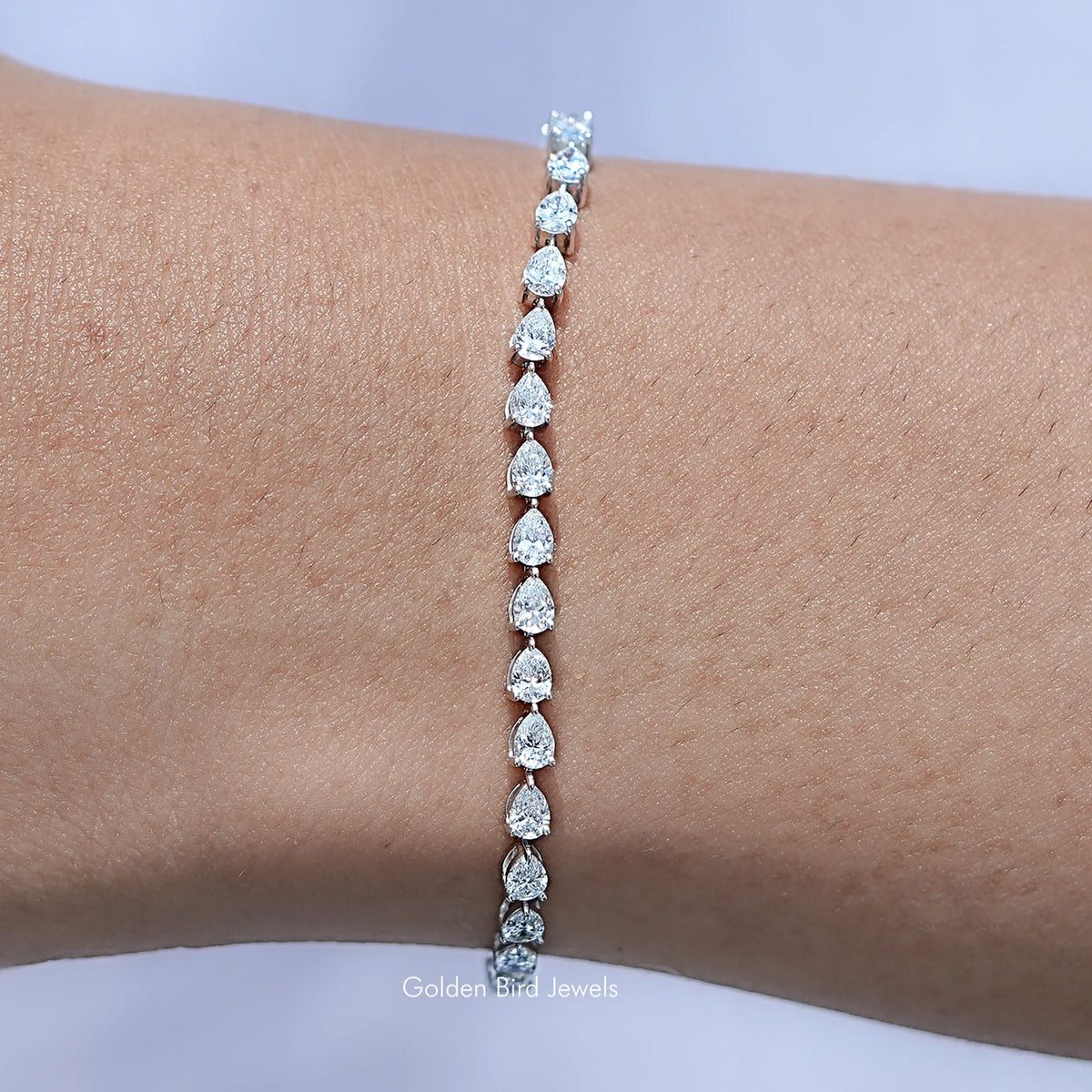 Pear Cut Lab Grown Diamond Tennis Bracelet