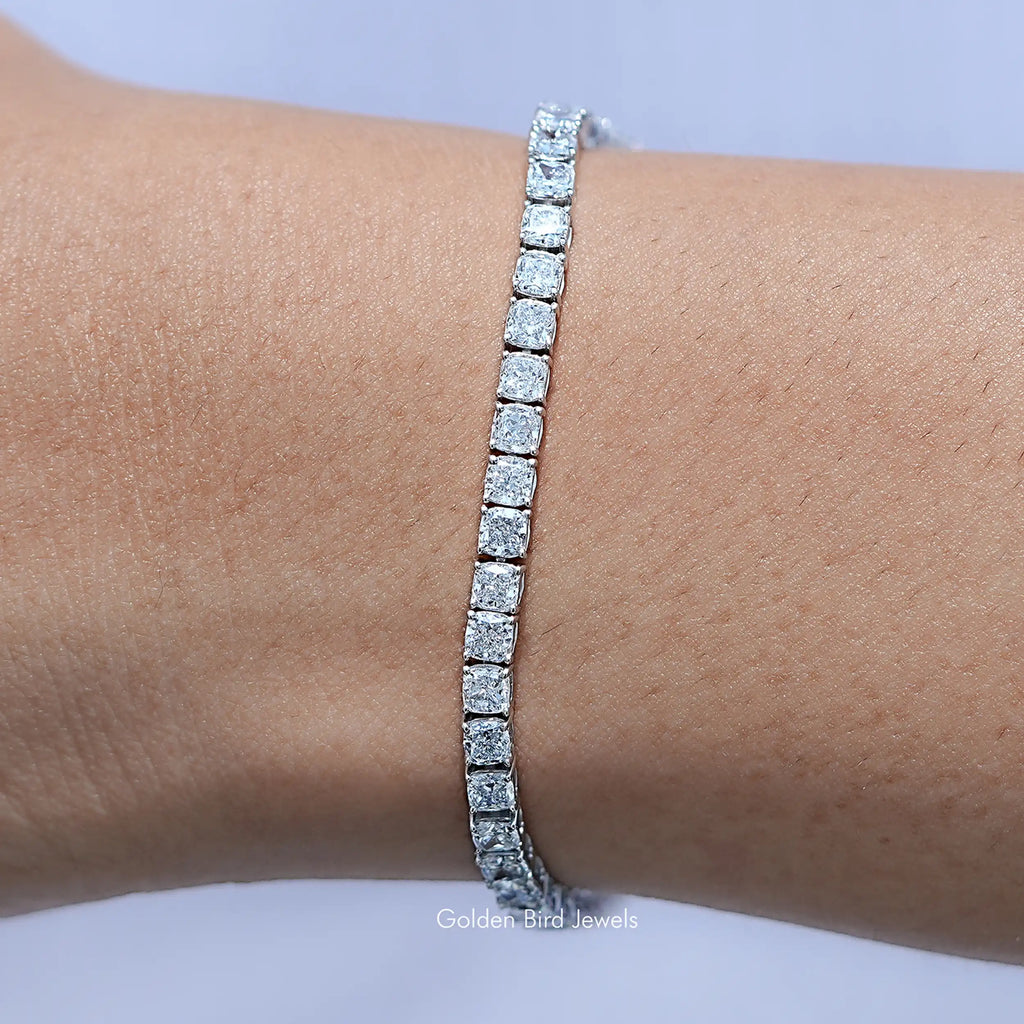 Cushion Cut Lab Grown Diamond Tennis Bracelet