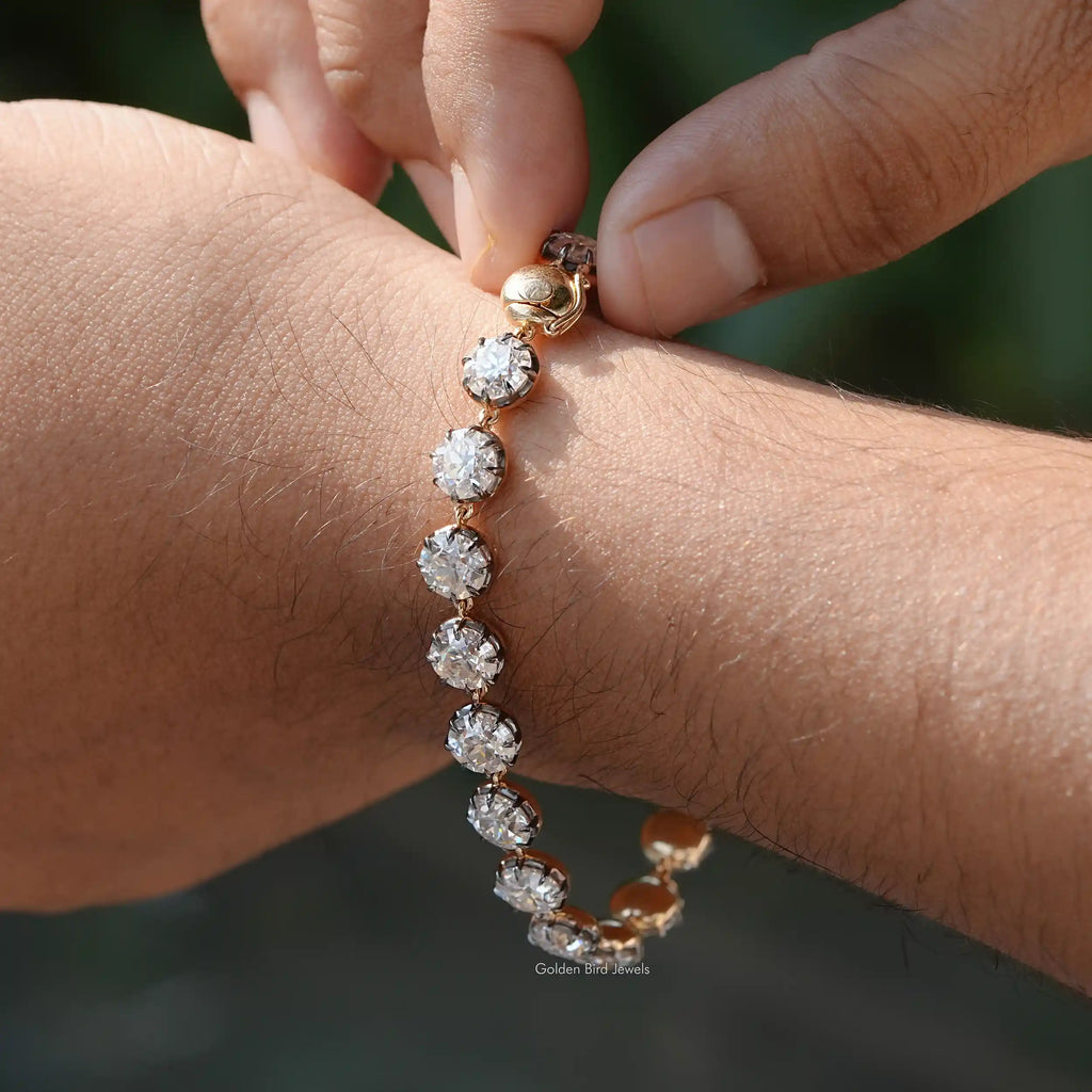 Old European Round Cut Moissanite Tennis Bracelet