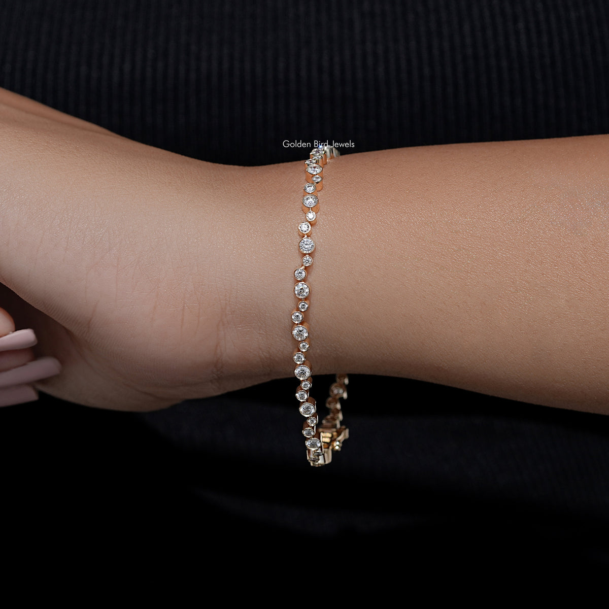 Bezel Set Round Cut Lab Diamond Tennis Bracelet