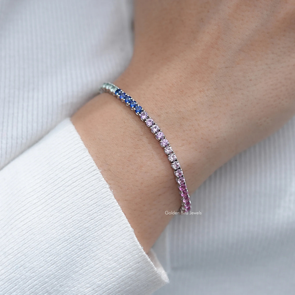 Multi Color Round Gemstone Tennis Bracelet
