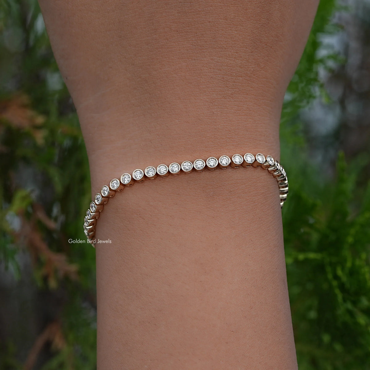 Round Cut Lab Diamond Bezel Set Tennis Bracelet
