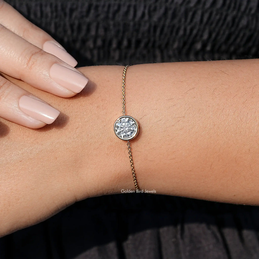 Round Lab Diamond Solitaire Chain Bracelet
