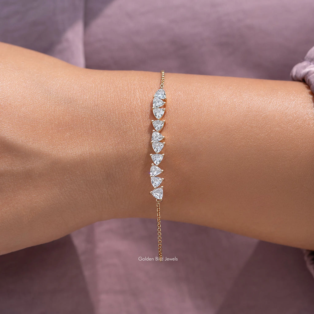Trillion Cut Lab Grown Diamond Engagement Bracelet