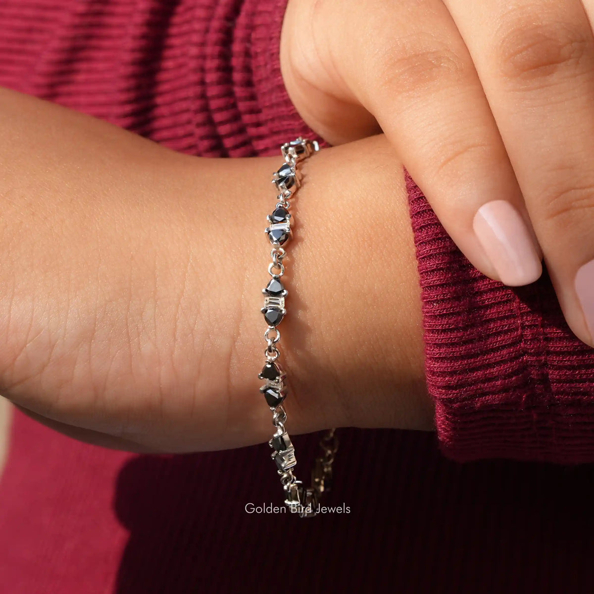 Trillion Cut Moissanite Chain Link Bracelet