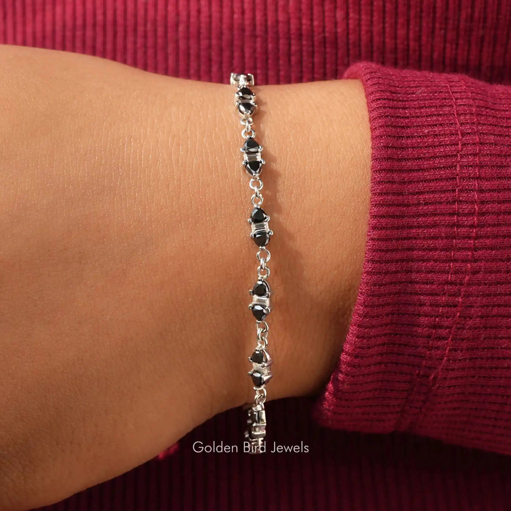 Trillion Cut Moissanite Chain Link Bracelet