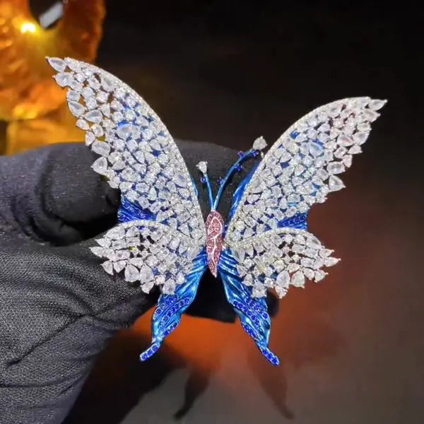 Brooches designer jewelry New Style Heavy Duty Inlaid AAA Zircon Double Layer Butterfly Brooch, Light Luxury Fashionable High End Statement Clothing Accessory Great Shopping 4You