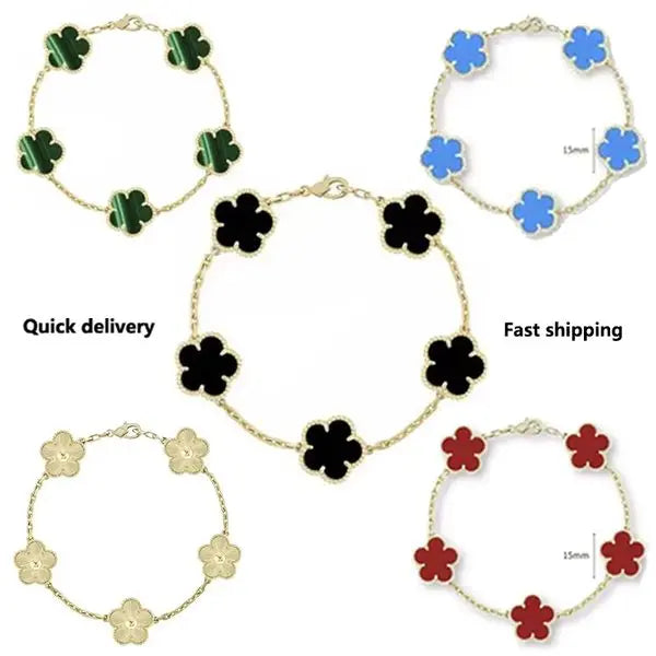 Four leaf clover bracelet charm designer bracelets for women gold bracelet luxury jewelry mother of pearl moissanite black red bracelet designer fast shipping Great Shopping 4You