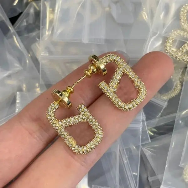 Designer Brand Earring Luxury High Quality Women Crystal Diamond Earring 18k Gold Plated Studs Wedding Party Jewelry Gift Great Shopping 4You