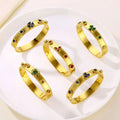 New Fashionable Simple Titanium Steel 18K Gold Waterproof Colorful Zircon Bracelet for Women, Color Retention and Versatile Great Shopping 4You