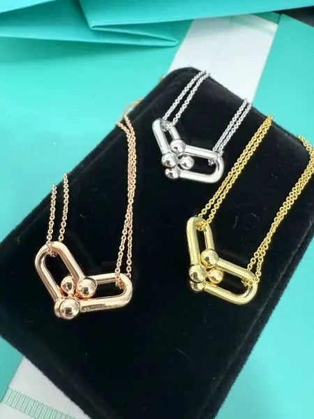 Luxury Fashion Designer Necklace Smooth U Shape Horseshoe Double Clasp Necklace Designer Women's Necklace Exquisite Collarbone Chain Great Shopping 4You