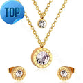 Fashion new design women stainless steel multi layer crystal choker necklace and earring set jewelry suppliers Great Shopping 4You