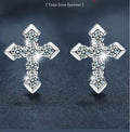 Silver Cross Stud Earrings with Moissanite 925 Sterling Silver Hypoallergenic 2024 New Trendy Elegant Earrings Fashion Accessories Birthday Gifts Great Shopping 4You