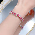 New S925 Sterling Silver Ruby Tennis Bracelet Luxury Red Gemstone Full Diamond Elegant Gift for Weddings and Special Occasions Great Shopping 4You