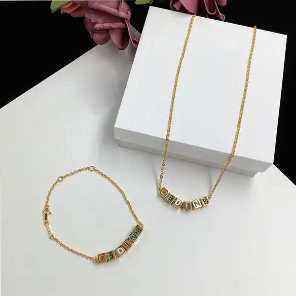 Fashion Women's Necklace Designer Bracelet Cube Designed Necklaces Casual Unisex Jewelry Great Shopping 4You