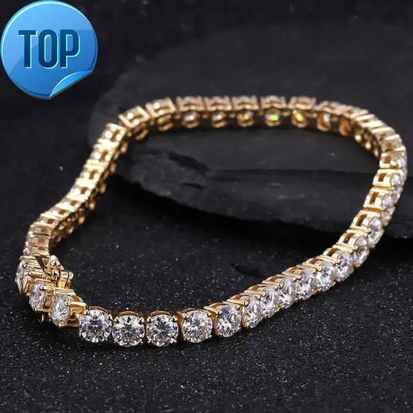 14k Gold Brilliant Round Shape Moissanite Tennis Chain 3MM Bracelet Great Shopping 4You