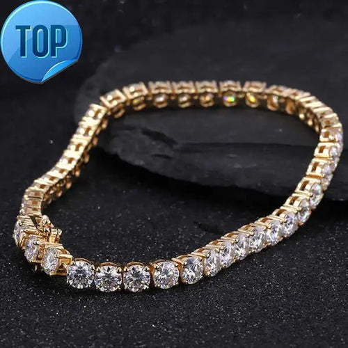 14k Gold Brilliant Round Shape Moissanite Tennis Chain 3MM Bracelet Great Shopping 4You