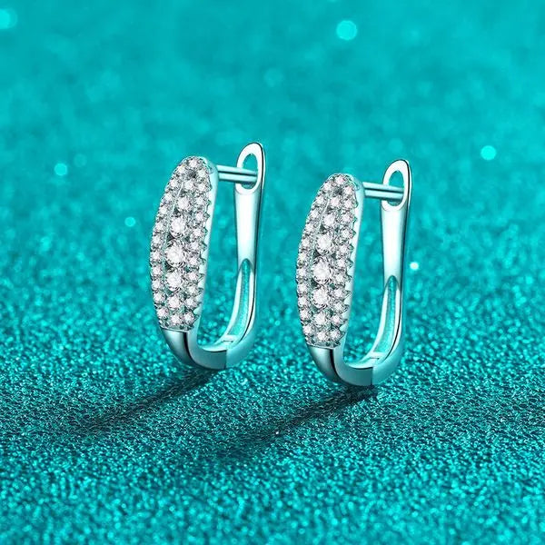 S925 sterling silver hoop earrings with moissanite stones, elegant and minimalist design, perfect for daily wear or special occasions Great Shopping 4You