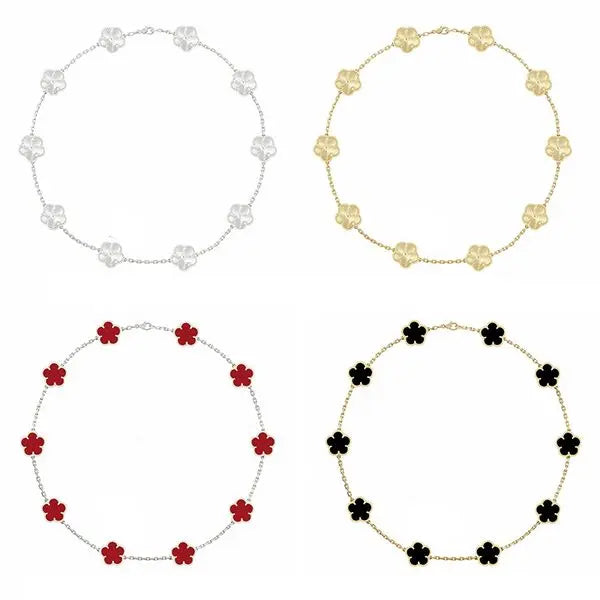 10 Motif Flower Necklaces Designer For Women Stainless Steel Plated Gold Jewelry Woman Mother Of Pearl Four Leaf Clover Necklace Daily Outfit Christmas Gift Great Shopping 4You